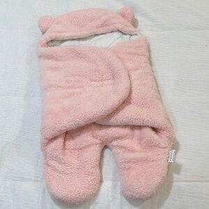 Cozy Pink Baby Swaddle with Bear Ears
